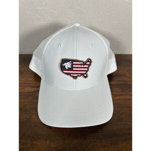 Pukka White Performance Baseball Cap USA Map American Flag Patch Hat Adjustable